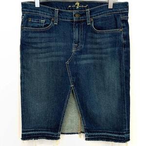 7 For All Mankind Raw Frayed Hem Roxy Denim Skirt